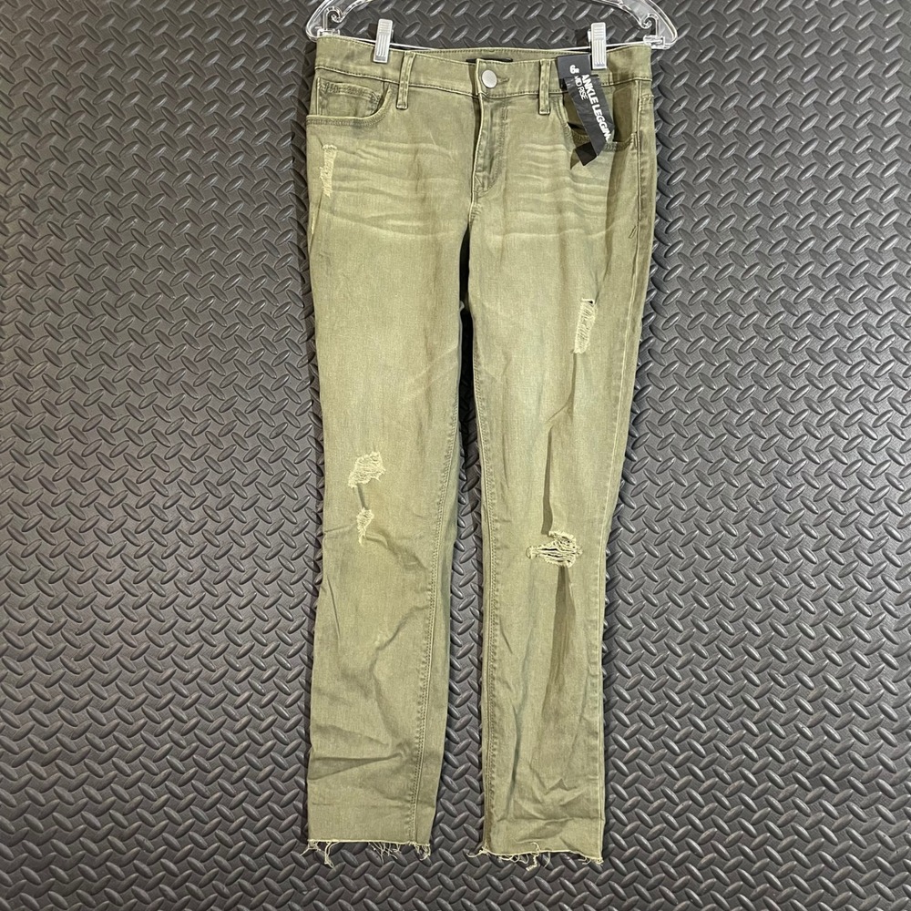 New Express Olive Green Distressed Mid Rise Ankle Legging Jeans Size 6R NWT